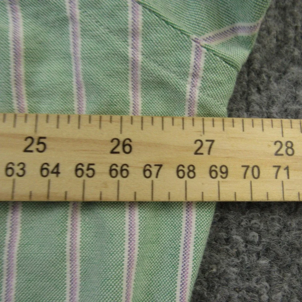Ralph Lauren Shirt Mens XL Green Stripe Classic‎ Fit Short Sleeve Button Down